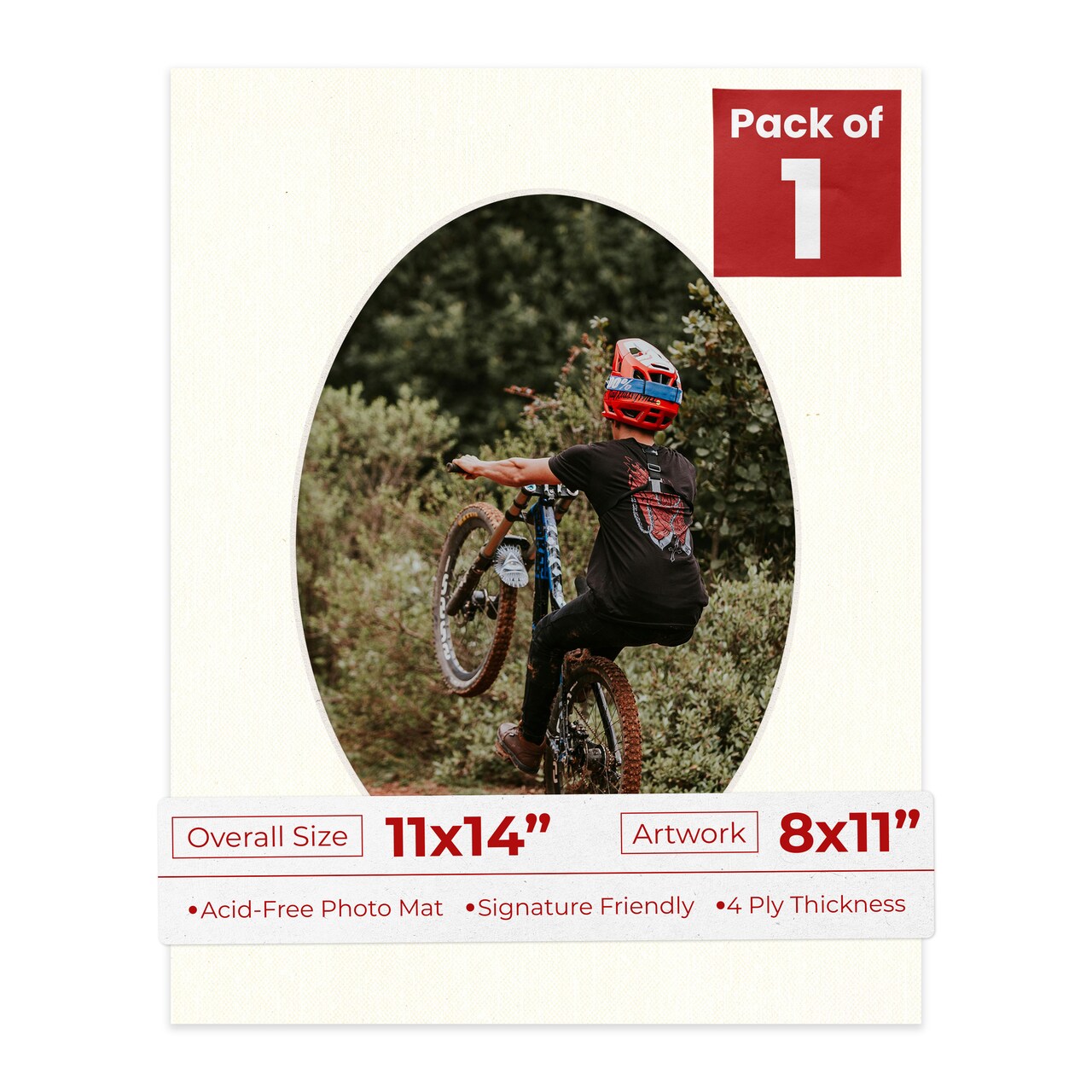 Beige Canvas Mat Board for 11x14 Frames - Oval Opening for 8x11 Photos
